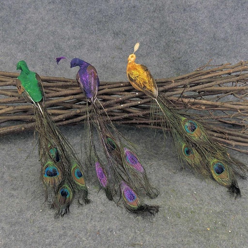 [B66685] PEACOCK 12" GLITTER 3 ASST MARDI GRAS
