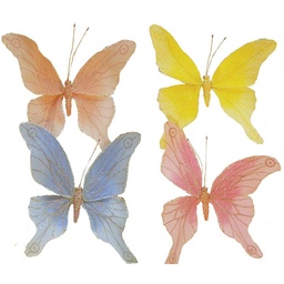 [B906667] 6.25&quot;BUTTERFLY W/MICA &amp;8&quot; WIRE 4 COLOR ASST