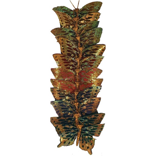 [B92854MI-DGLD] 2.75"ANT GLD BUTTERFLY W/IRI MIC 8" WIRE