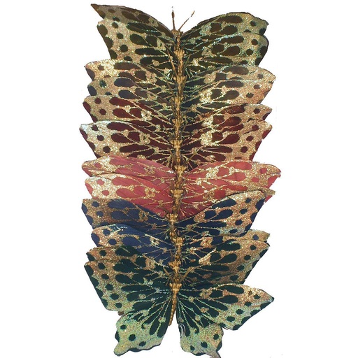 [B94602MI-DGLD] 4.5"ANT GLD BUTTERFLY W/IRI MICA 8" WIRE