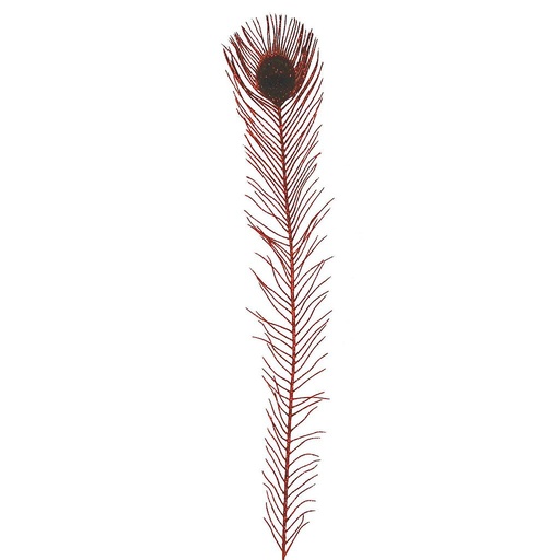 [BF1536-RED] 30.5" ARTIF. PEACOCK FEATHERS    RED