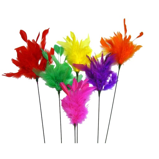 [BF13-AST] 9" FUZZY FEATHER W/TIP PICK 14" TOTAL  ASSORTED