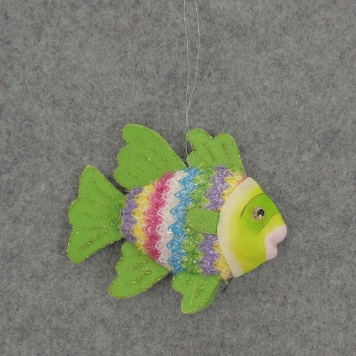 [BN5140-GRN] FISH RAINBOW W/HANGER  4"  GREEN
