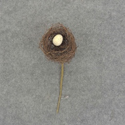 [S83083-2H] NEST 3&quot; NAT TWIG  W/EGG &amp; PIC