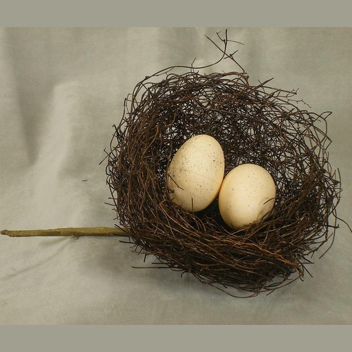 [S83083-6H] NEST NAT.TWIG 7"  W/EGGS & PIC