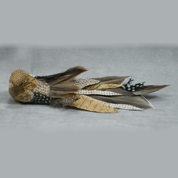 [BN307NAT] BIRD BURLAP/FEATHER 8&quot; NATURAL  W/CLIP