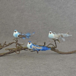 [BN500-BLU] 5.5&quot; MUSH/FEA BIRD W/CURLY TAIL W/CLIP 3-BLUE