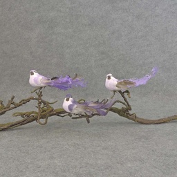 [BN500-PUR] 5.5&quot; MUSH/FEA BIRD W/CURLY TAIL W/CLIP 3-PURPLE