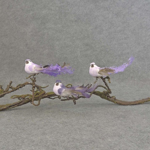 [BN500-PUR] 5.5" MUSH/FEA BIRD W/CURLY TAIL W/CLIP 3-PURPLE
