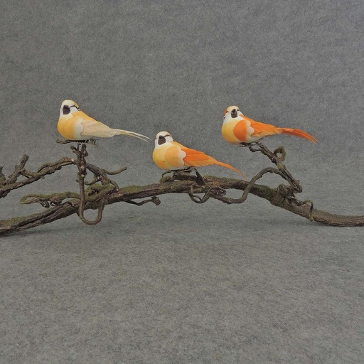 [BN501-ORG] 4" MUSH/FEA BIRD W/CLIP 3 ASST  ORANGE