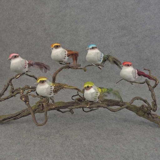 [BN505] 4" MUSH/FEA BIRD W/CLIP 6-ASST 