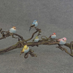 [BN526] 2&quot; MINI MUSH/FEA BIRD W/WIRE 6-ASST