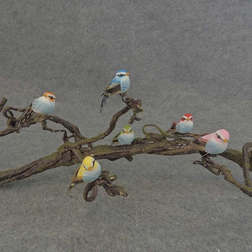 [BN526] 2" MINI MUSH/FEA BIRD W/WIRE 6-ASST