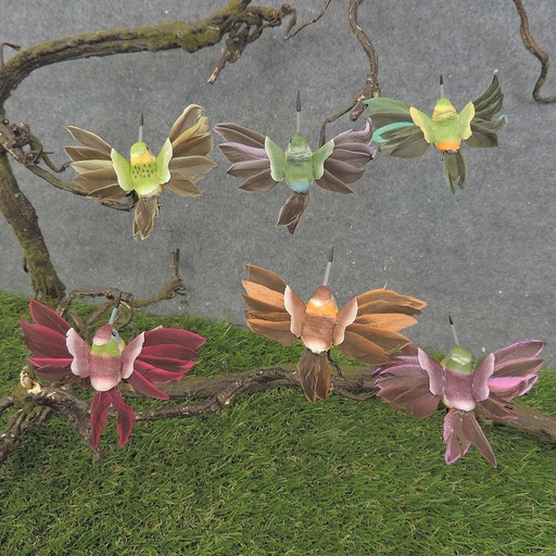 [BN7003] HUMMINGBIRD 3" FLYING MUSH/FEA 6 ASST W/CLIP