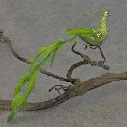 [BN5139-GRN] PEACOCK GLITTER  W/CLIP 8.5&quot;     GREEN