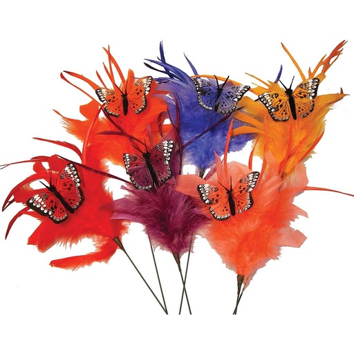[BF-66015] 14.5" BUTTERFLY/FEATHER PIC JEWELTONE ASST
