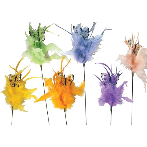 [BF-66016] 14.5" BUTTERFLY/FEATHER PIC PASTEL ASST