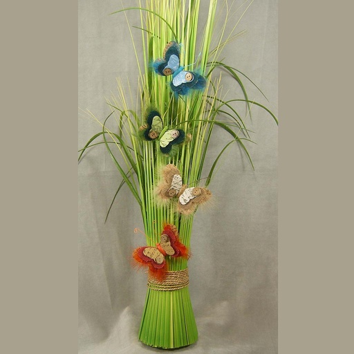 [BN316] BUTTERFLY PARCHMT/BURLAP W/CLIP 4.5" 4-AST