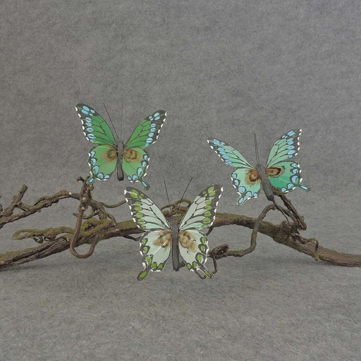 [BN502WIR-GRN] 4" FEA BUTTERFLY 3-ASST W/WIRE GREEN