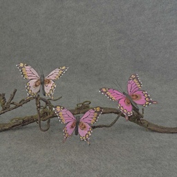 [BN502WIR-PNK] 4&quot; FEA BUTTERFLY 3-ASST W/WIRE
