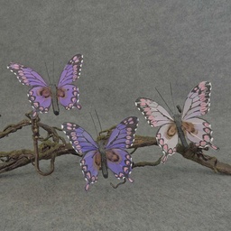 [BN502WIR-PUR] 4&quot; FEA BUTTERFLY 3-ASST W/WIRE PURPLE