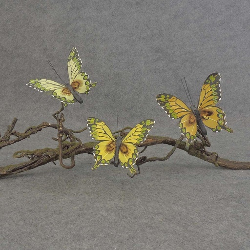 [BN502WIR-YEL] 4" FEA BUTTERFLY 3-ASST W/WIRE YELLOW