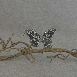 [BN512] 4.25&quot; BLACK FEA. BUTTERFLY   W/CLIP &amp; GEMS   