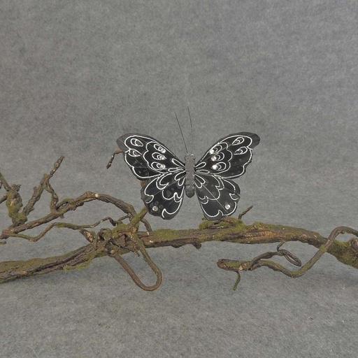 [BN512] 4.25" BLACK FEA. BUTTERFLY   W/CLIP & GEMS   