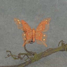 [BN5134-ORG] BUTTERFLY BURLAP 4.5&quot; W/CLIP  ORANGE