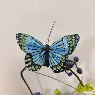 [BN5137-BLU] BUTTERFLY W/CLIP  4"  BLUE
