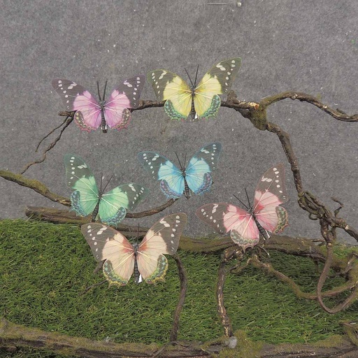 [BY9012] BUTTERFLY 3.5" 6/AST  W/CLIP (FEATHER)