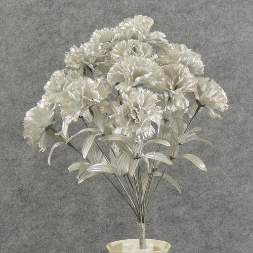 [S60079-SIL] CARNATION BUSH METALLIC SILX14