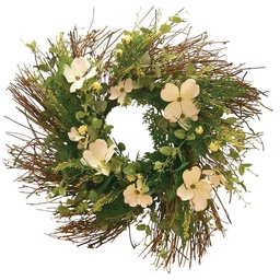 [S025750] WREATH 20&quot;DOGWOOD/BERRY/HEATHER CRM/WHITE