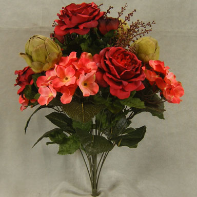 [S16682-RGN] 22" ROSE-CAB./HYDR/ART. MIX BUSHx18 RED/GREEN