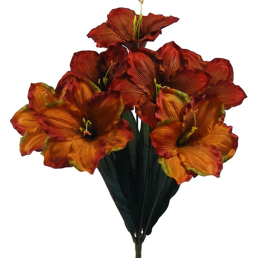 [S100298-RTB] AMARYLLIS BUSH X7 RUST/BRN 22"