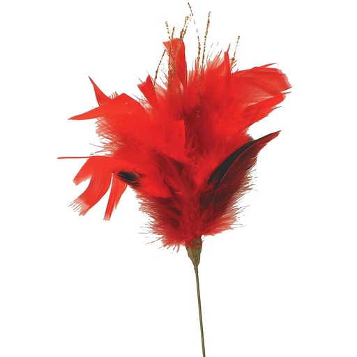[BF322161-RED] 15" FEATHER SPRAY w/GLITTER