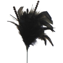 [BF322194-BLK] 14&quot; FEATHER/BEAD SPRAY  BLACK