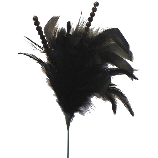 [BF322194-BLK] 14" FEATHER/BEAD SPRAY  BLACK