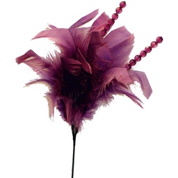 [BF322194-PUR] 14" FEATHER/BEAD SPRAY PURPLE