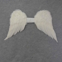 [BF36] ANGEL WINGS 18&quot;FEATHERED WHITE W/LACE BELT