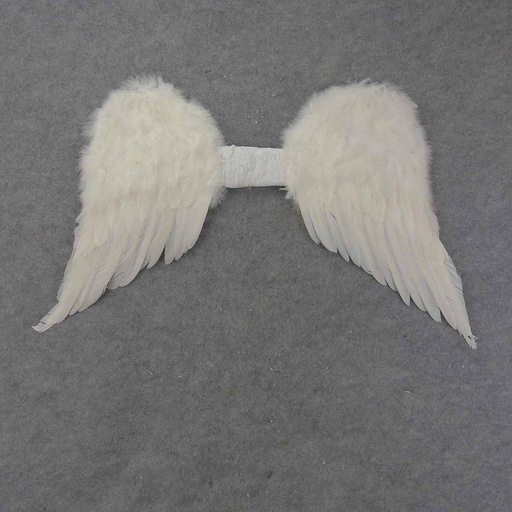 [BF36] ANGEL WINGS 18"FEATHERED WHITE W/LACE BELT