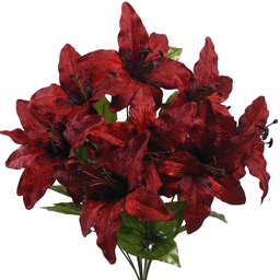 [S100291-RED] LILY TIGER BUSH X9  RED 20"    