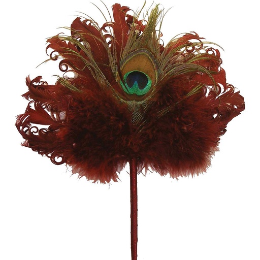 [BF321989-BUR] 10" PEACOCK FAN W/MICA&HANGER  BURGUNDY
