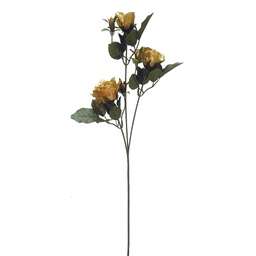 [S2305-GLD] ROSE SPRAY METALLIC  X3 W/3BUDS  GOLD
