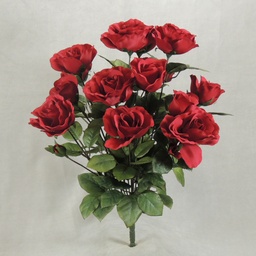 [S5175-RED] ROSE 21&quot; w/BUD BUSH X 12  RED