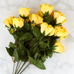 [S5175-YEL] ROSE 21&quot; w/BUD BUSH x12 YELLOW