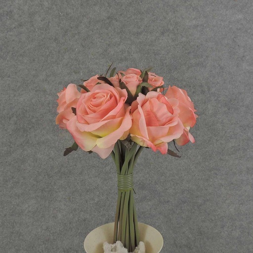 [S5781-COR] ROSE NOSEGAY/STANDING BOUQUET X12 CORAL