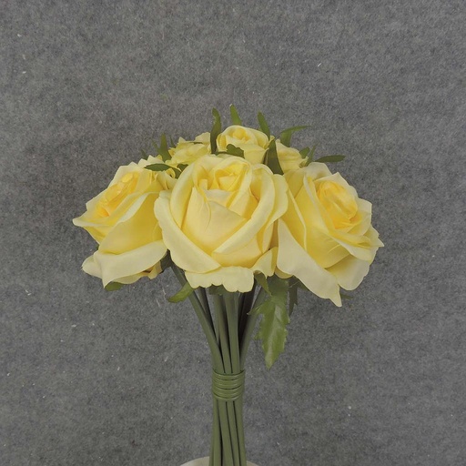 [S5781-LTY] ROSE NOSEGAY/STANDING BOUQUET X12  LIGHT YELLOW
