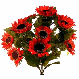 [S100326-RED] SUNFLOWER BUSH X12  RED 21&quot;