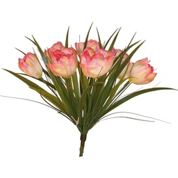 [S3298-PNK] TULIP/GRASS BUSH X8 21&quot; CRM/PNK